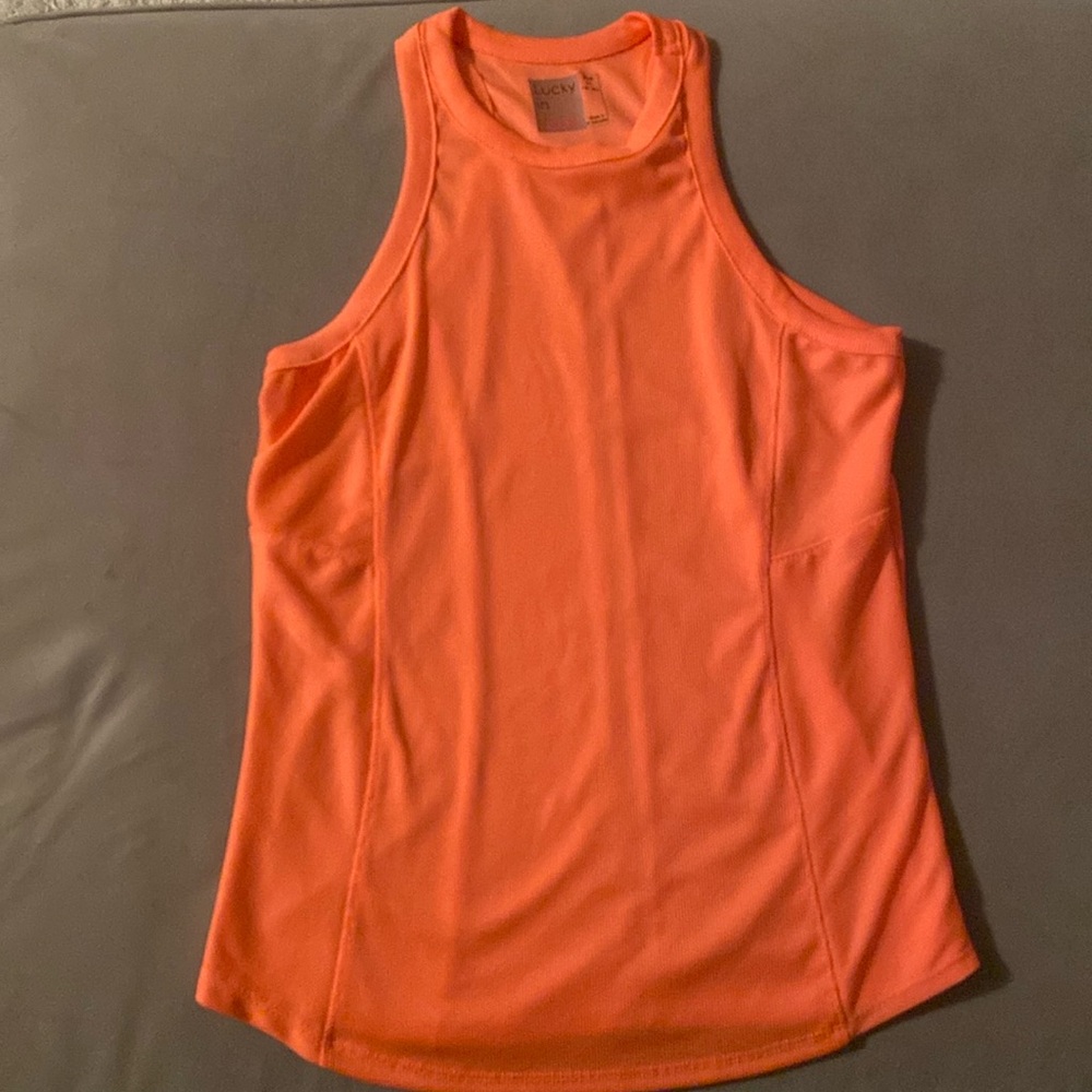 Lucky in Love Orange Sleeveless Tennis/Pickleball Shirt, Sz 8-10